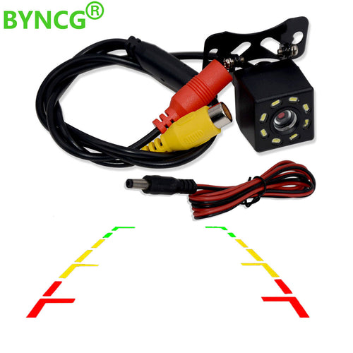 BYNCG 8 LED Night Visions Car Rear View Camera Wide Angle HD Color Image Waterproof Universal Backup Reverse Parking Camera